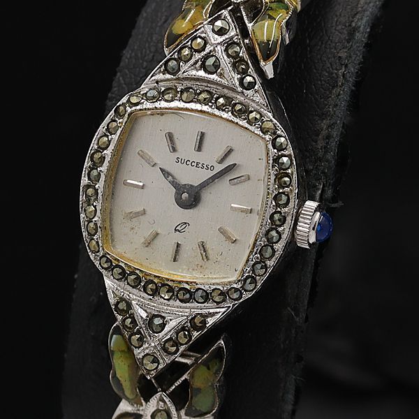 稼働 SUCCESSO QZ ストーンベゼル アイボリー文字盤 ヴィンテージ レディース腕時計 KMR 2000000 NSK拍卖