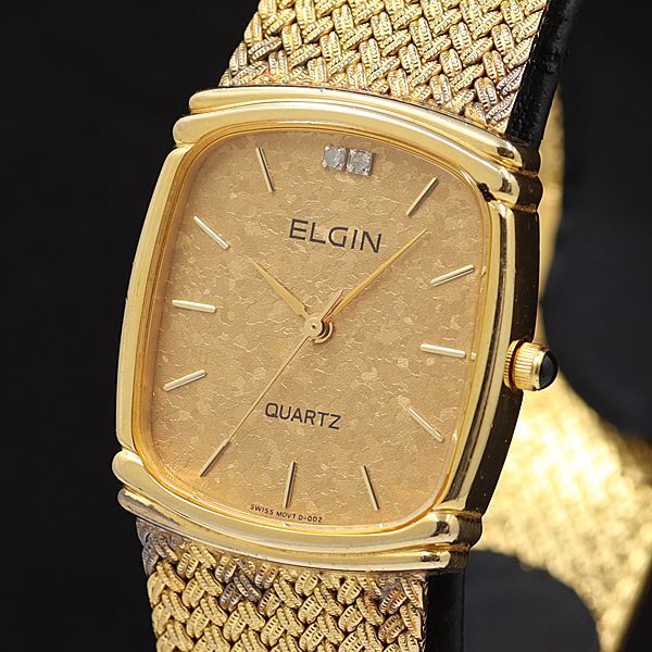 稼働 エルジン QZ ゴールド文字盤 石付 FK-282 メンズ腕時計 KMR 2000000 NSK拍卖
