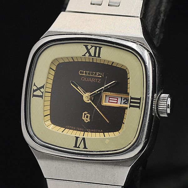 稼働 良品 シチズン QZ 4-751353 黒文字盤 デイデイト スクエア レディース腕時計 TCY2000000 NSK拍卖