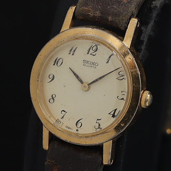 セイコー QZ 1N00-0A30 イエロー文字盤 ラウンド ゴールドベゼル レディース腕時計 2000000 NSK OMI拍卖