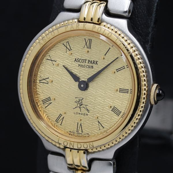 稼働 アスコットパークポロクラブ APD-004L QZ ゴールド文字盤 レディース腕時計 TKD 2000000 NSK拍卖