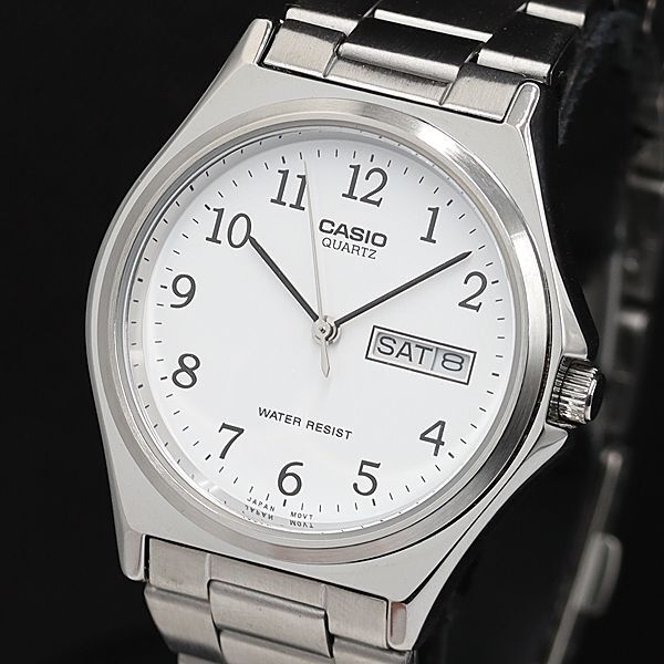 稼働 良品 カシオ MTP-12400J QZ 白文字盤 デイデイト ラウンド メンズ腕時計 OSW 2000000 NSK拍卖