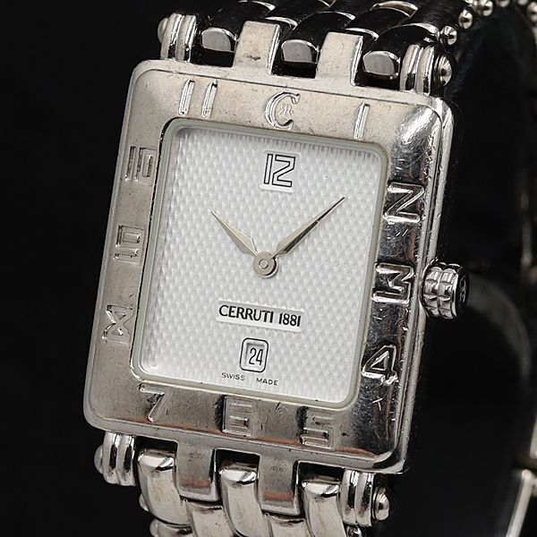 稼働 良品 セルッティ1881 241.058 QZ シルバー文字盤 スクエア メンズ腕時計 OSW 2000000 NSK拍卖