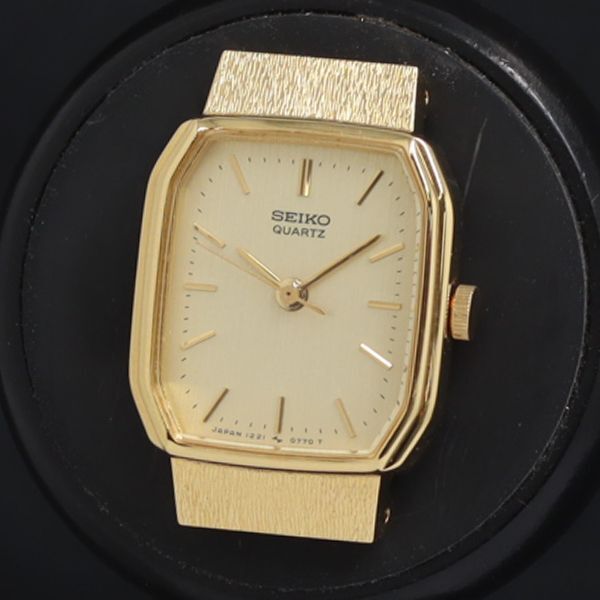 稼動 QZ 良品 セイコー 保付 1221-5530 ゴールド文字盤 レディース腕時計 KRK 2000000 NSK拍卖