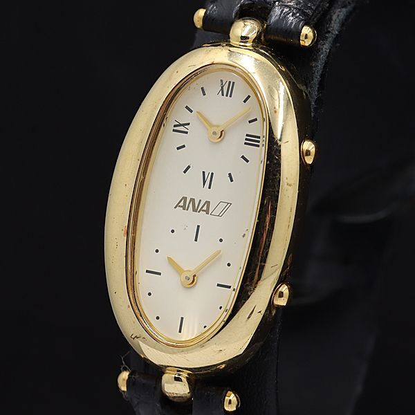 稼働 ANA QZ デュアルタイム QZ アイボリー文字盤 サークル レディース腕時計 KMR 2000000 NSK拍卖