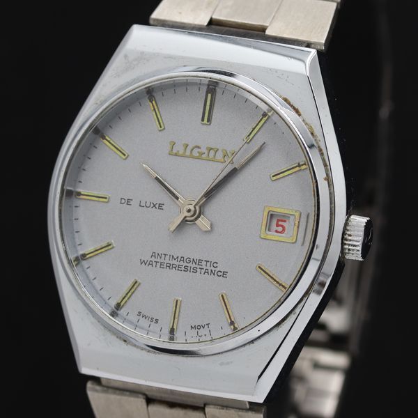 稼働 リガン デラックス デイト 手巻き グレー文字盤 メンズ腕時計 TKD 2000000 NSK拍卖