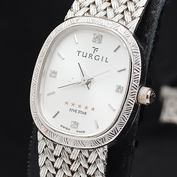 稼働 タージル ファイブスター QZ シルバー文字盤 TL-502 石付 レディース腕時計 KMR 2000000 NSK拍卖