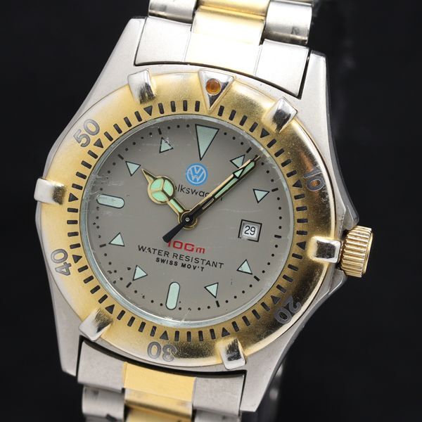 稼働 フォルクスワーゲン 100m デイト QZ グレー文字盤 メンズ腕時計 TKD 2000000 NSK拍卖