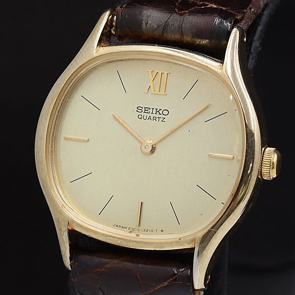 稼働 セイコー 2320-6640 オーバル シャンパン文字盤 QZ レディース腕時計 NSY 2000000 NSK拍卖