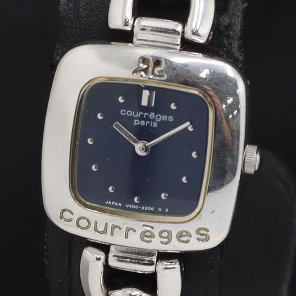 稼動 QZ 良品 保/箱付 クレージュ V400-5660 ネイビー文字盤 レディース腕時計 KRK 2000000 NSK拍卖