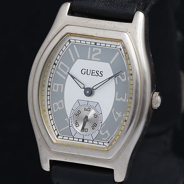 稼動良品 ゲス QZ スモセコ スクエア シルバー×グレー文字盤 メンズ腕時計 2000000 NSK INU拍卖