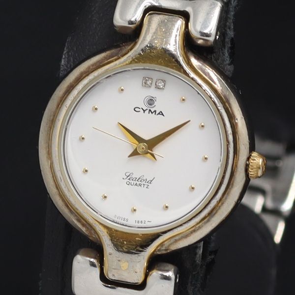 稼動 QZ 良品 保/箱付 シーマ CM411-B 石付 白文字盤 レディース腕時計 KRK 2000000 NSK拍卖