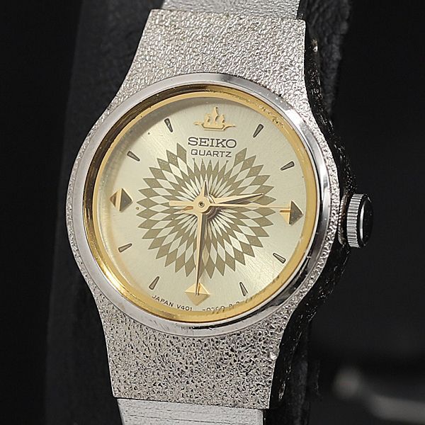 稼働 良品 セイコー QZ V401-0260 アイボリー文字盤 ラウンド レディース腕時計 TCY2000000 NSK拍卖