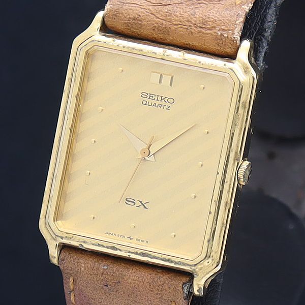 稼動 セイコー QZ 5Y31-5A30 SX スクエア ゴールド文字盤 メンズ腕時計 2000000 NSK MTM拍卖