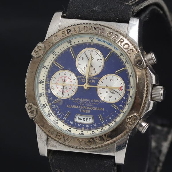 稼動 QZ A.C BROS N944-6A20 ネイビー文字盤 クロノ ラウンド メンズ腕時計 KRK 2000000 NSK拍卖