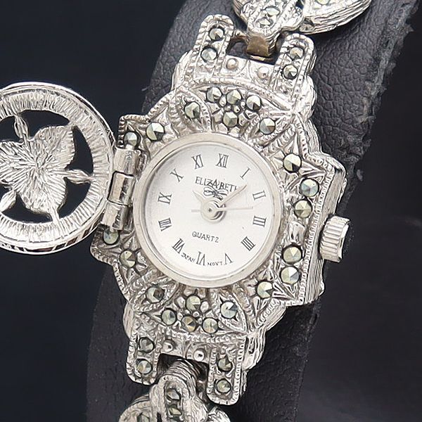 稼動 良品 エリザベス QZ ブレスレットウォッチ ストーンベゼル シルバー文字盤 レディース腕時計 2000000 NSK MTM拍卖