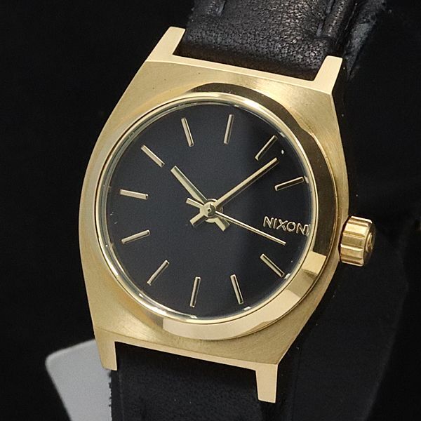 箱付 美品 稼働 ニクソン タイムテラー レザー QZ A509.010 黒文字盤 レディース腕時計 KMR 2000000 NSK拍卖