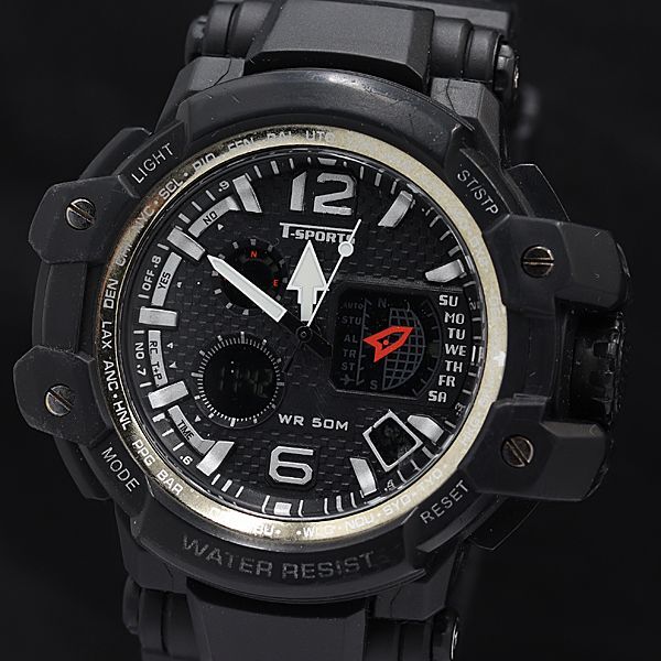 T-スポーツ QZ TS-AD094 ブラック/デジタル文字盤 黒 スポーツ系 メンズ腕時計 KMR 2000000 NSK拍卖