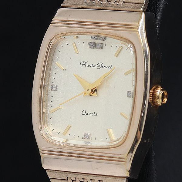 稼動 良品 プランタジネット QZ 石付き カットガラス シルバー文字盤 レディース腕時計 2000000 NSK INU拍卖