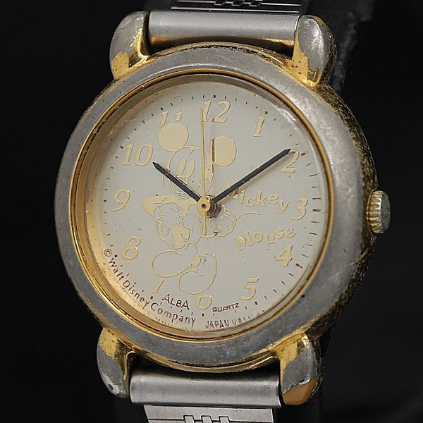 稼働 良品 セイコー QZ アルバ ミッキーマウス V811-0550 アイボリー文字盤 ラウンド レディース腕時計 TCY2000000 NSK拍卖