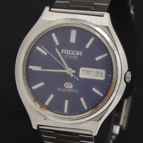 QZ リコー ファイン 590129 ネイビー文字盤 デイデイト メンズ腕時計 KRK 2000000 NSK拍卖