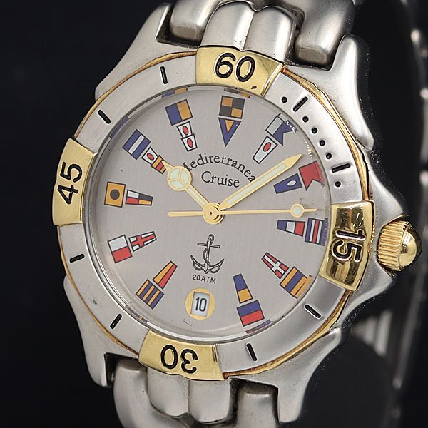 良品 Mediterranean Cruise QZ シルバー文字盤 デイト メンズ腕時計 OGH 2000000 NSK拍卖
