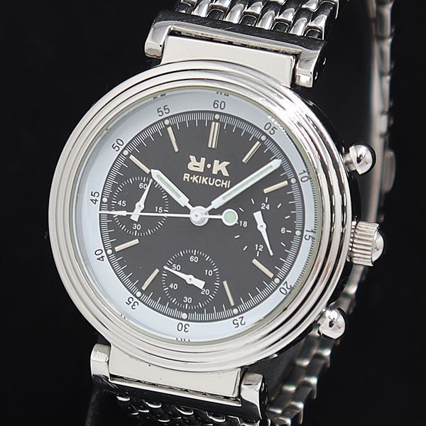 保/箱付 R-キクチ クロノグラフ 1142G 黒文字盤 QZ メンズ腕時計 SGN 2000000 NSK拍卖