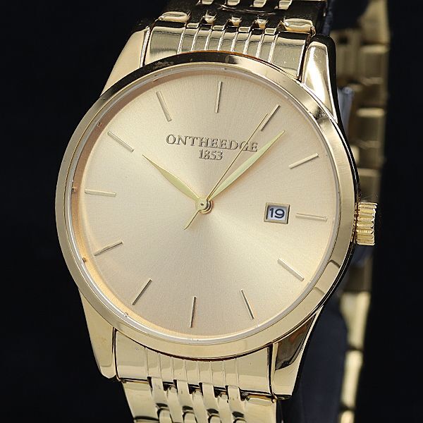 オンザエッジ QZ ゴールド文字盤 デイト ラウンド メンズ腕時計 DOI 2000000 NSK拍卖