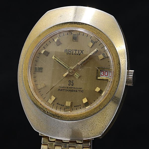 ブリティックス QZ デイト ゴールド文字盤 35 ヴィンテージ メンズ腕時計 KMR 2000000 NSK拍卖
