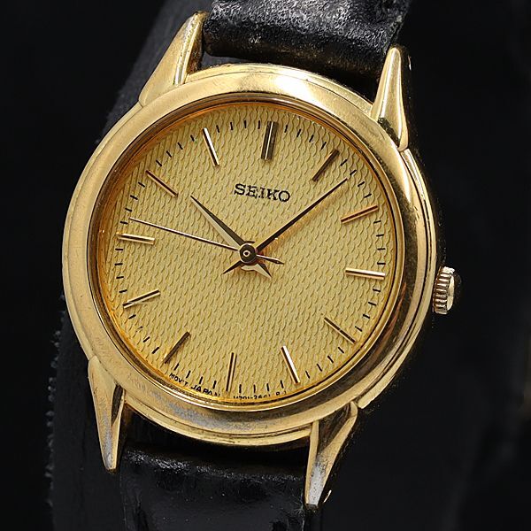 稼働 セイコー QZ V701-1930 ゴールド文字盤 GP SS レディース腕時計 KMR 2000000 NSK拍卖