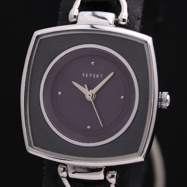 保/箱付 稼働 フェイヤート QZ パープル文字盤 スクエア型 レディース腕時計 KMR 2550000 NSK拍卖