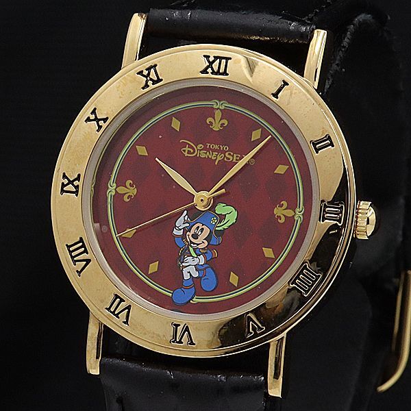 箱付 稼働 東京ディズニーシー QZ スペシャルファンパーティー レッド文字盤 キャラクターデザイン メンズ腕時計 KMR 2000000 NSK拍卖