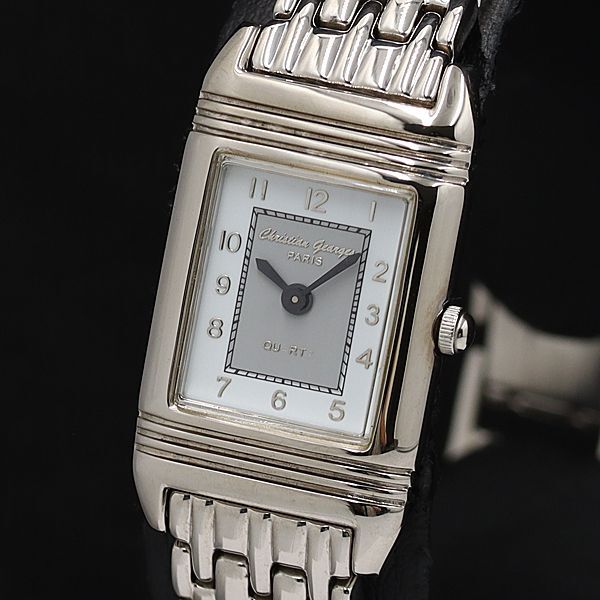 クリスチャンジョルジュ CG-1005L 定価¥45,000- レクタンギュラー 白/グレー文字盤 スモセコ QZ レディース腕時計 NSY 2000000 NSK拍卖