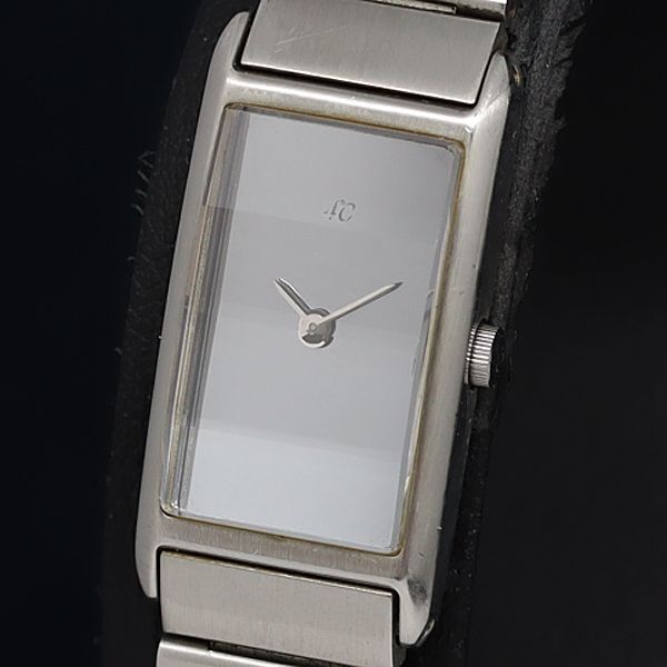 良品 QZ 箱付き ヨンドシー 4℃ カットガラス スクエア シルバー文字盤 レディース腕時計 OKZ 2000000 NSK拍卖