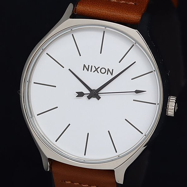 良品 箱/保付 ニクソン QZ A1250-1113 ラウンド 白文字盤 メンズ腕時計 2000000 NSK MTM拍卖
