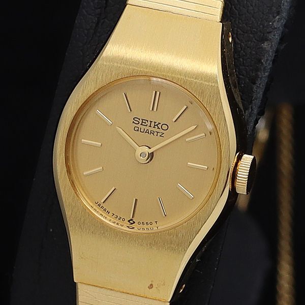 良品 箱/保付 セイコー QZ 7320-0209 ゴールド文字盤 レディース腕時計 2000000 NSK MTM拍卖