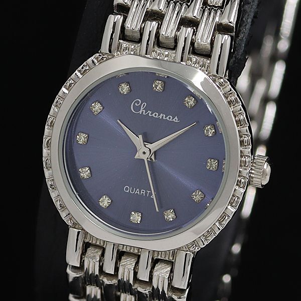 稼動 クロノス ラウンド QZ 石付 青文字盤 ボーイズ/メンズ腕時計 SGN 2000000拍卖