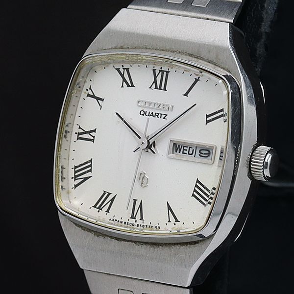 稼動 シチズン QZ デイデイト 4-850365 SS シルバー シルバー文字盤 レディース腕時計 KMR 2000000 NSK拍卖