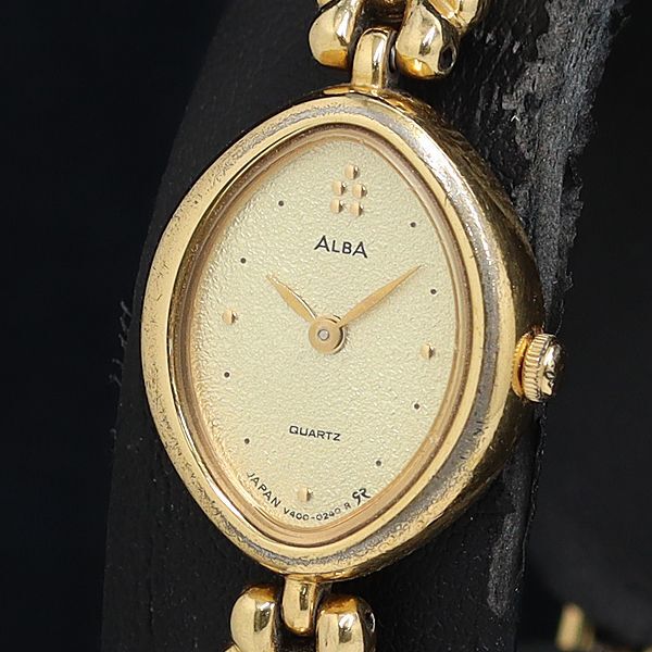 稼動 QZ セイコー アルバ V400-5100 ゴールド文字盤 レディース腕時計 OKZ 2000000 NSK拍卖