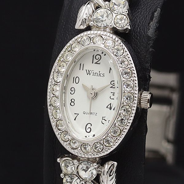 稼働 良品 ウィンクス 石付 ホワイト文字盤 QZ レディース腕時計 NSY拍卖