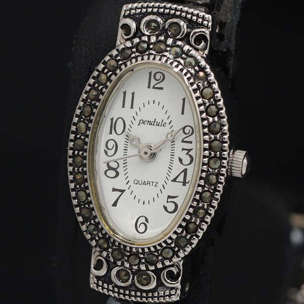 稼動 QZ 良品 パンデュール 白文字盤 オーバル レディース腕時計 KRK拍卖