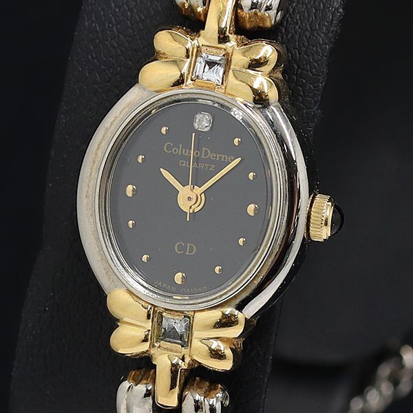稼動 良品 コルソデヌーレ QZ 石付 オーバル 黒文字盤 レディース腕時計 MTM拍卖