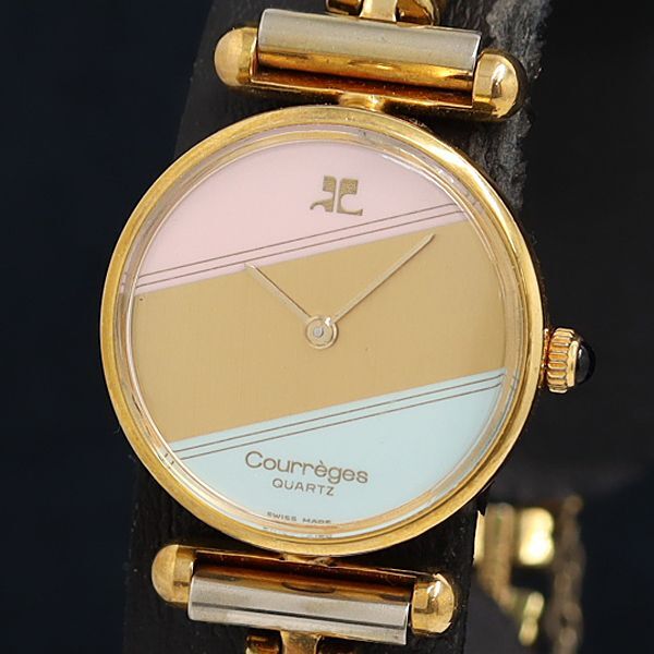 QZ クレージュ ピンク×ゴールド×水色文字盤 レディース腕時計 OKZ 2000000 NSK拍卖