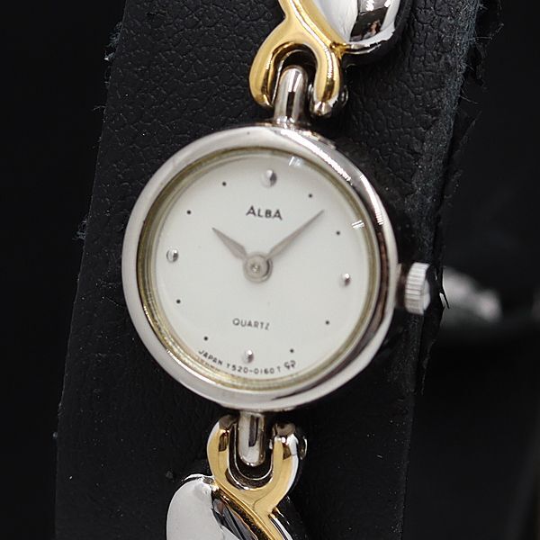 セイコー アルバ QZ Y520-0070 ラウンド サークル ホワイト文字盤 SSGP コンビ レディース腕時計 KMR 2000000拍卖