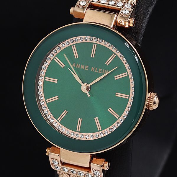 箱/コマ1付 稼動 良品 アンクライン AK/1906 QZ 石付 緑文字盤 レディース腕時計 KTR 2000000 NSK拍卖