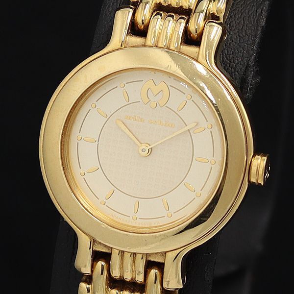 稼動 良品 ミラショーン QZ ゴールド文字盤 レディース腕時計 SGN 2000000拍卖