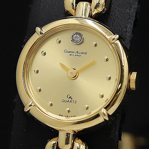 稼働 ジャンニアッカルディ QZ ラウンド GP SS ゴールド文字盤 レディース腕時計 KMR 2000000 NSK拍卖