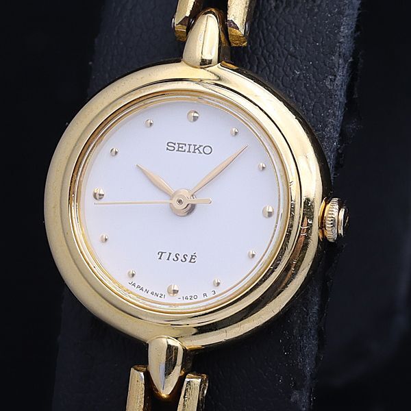 セイコー 4N21-0740 QZ GP ゴールド文字盤 ゴールド ラウンド型 レディース腕時計 KMR拍卖