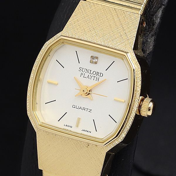 稼動 良品 サンロード プレイス L6010 QZ 1P石付 白文字盤 レディース腕時計 KTR 2000000 NSK拍卖