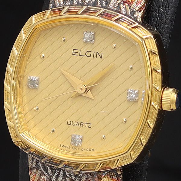 稼働 良品 エルジン QZ FK267 ゴールド文字盤 レディース腕時計 TCY 2000000拍卖